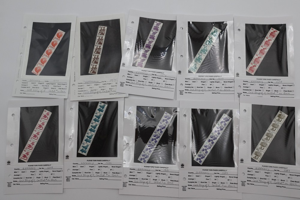 GERMANY COIL STRIP OF 5 PARTIAL SET WITH CONTROL NUMBER 1074-1083 TS70