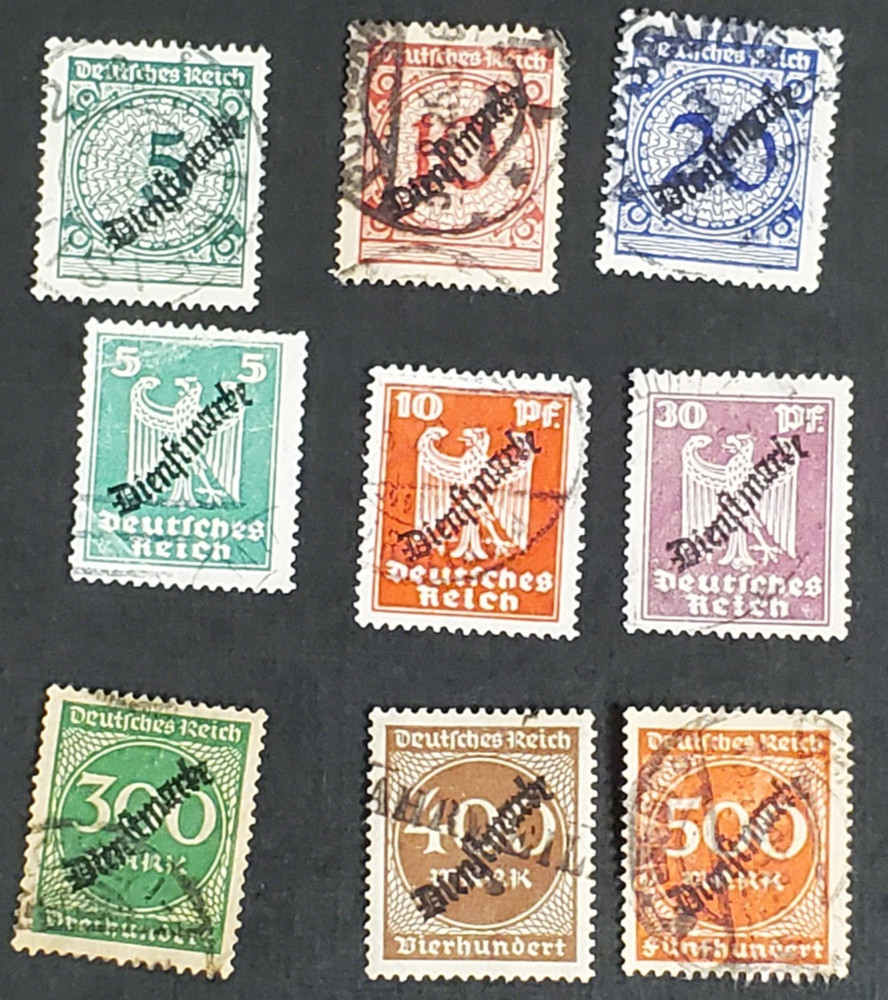 Germany, nice lot of different old stamps with official „Dienstmarke“ overprint