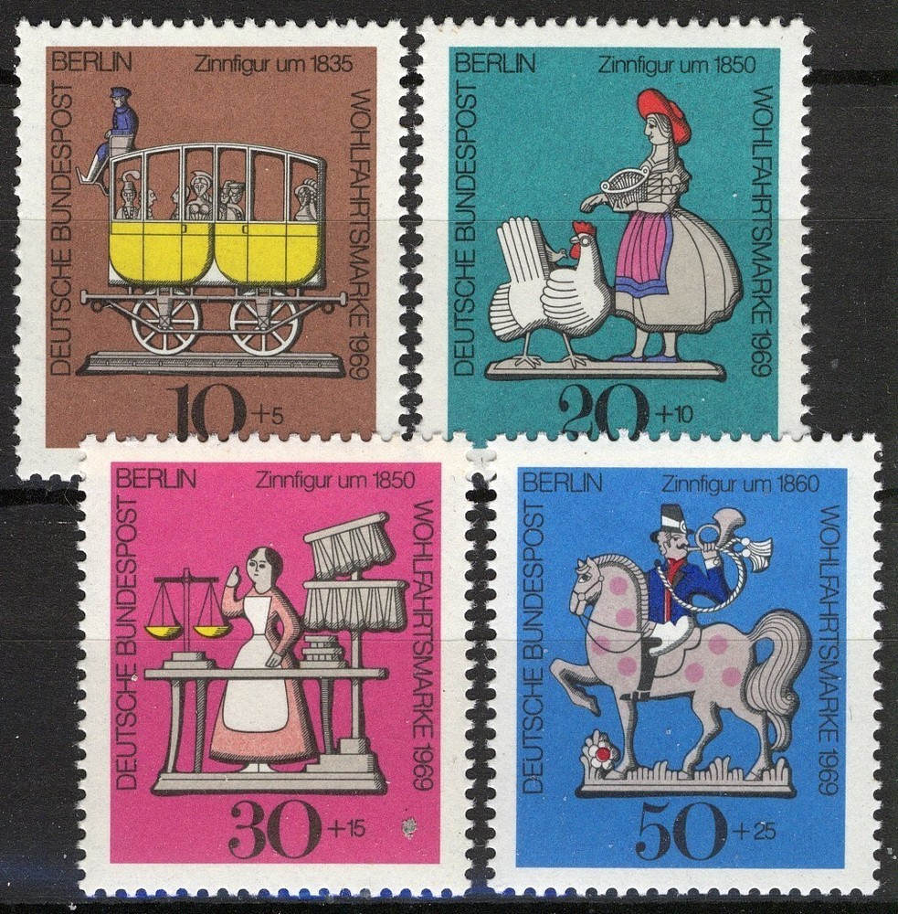 Berlin 1969, Surtax Welfare, Pewter Figures set VF MNH, Mi 348-51 2€