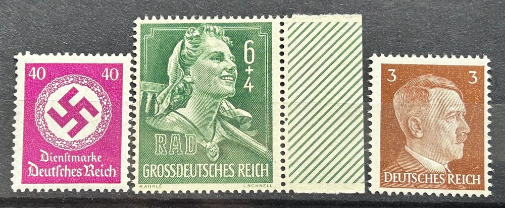 German Stamps Third Reich WWII officials lot of 3 swastika etc MNH Mint /269