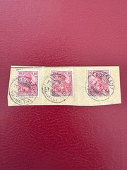 German Empire 1900 Germania Reichspost 10 Pfennig x3 on Piece Roßlau Anhalt Used