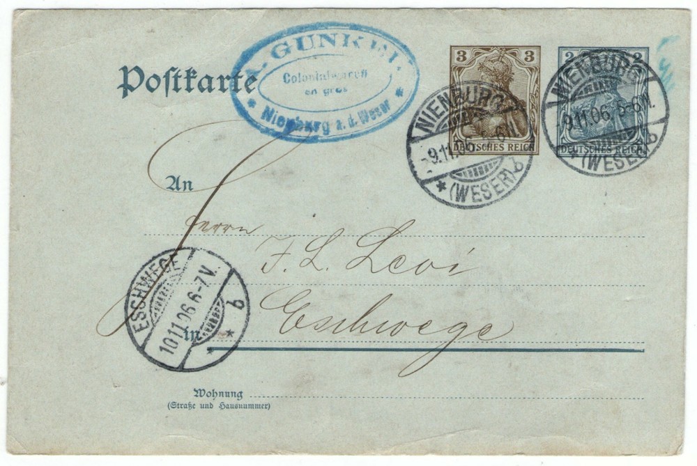 1906 Germany Compound Postal Stationery Card 3 pf + 2 pf Used