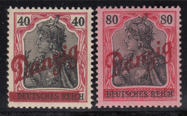 Danzig 1920 MiNr. 38+40 ** Single Stamp, Mint Never Hinged