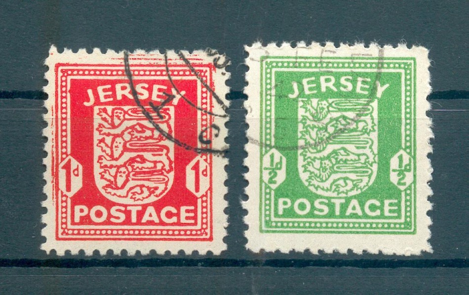 Jersey Channel Islands Stamps 1-2 Used Canceled MICHEL 1-2 Example Image