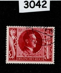Used stamp B234 1943 Adolf Hitler 54th Birthday WWII Germany #3042
