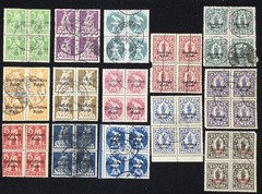 Lot of Overprint GERMANY Bavaria GERMAN EMPIRE Bayern Stamps Blocks of 4 Used