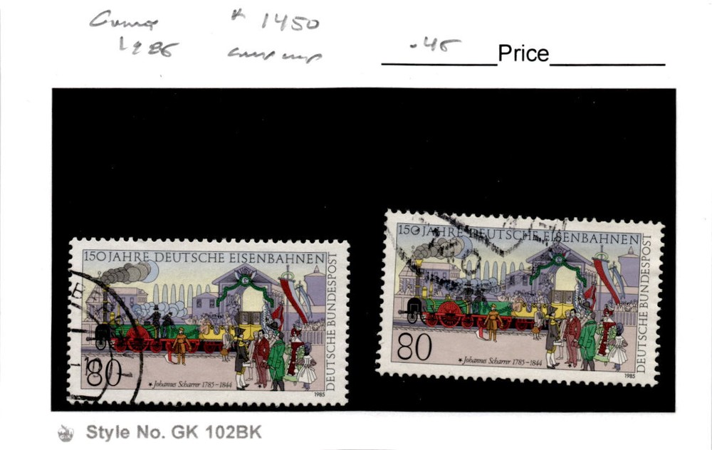 Germany, Postage Stamp, #1450 Lot Used, 1985 Train Nuremburg (AD)