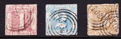 Thurn & Taxis Northern District 1865 Scott #24–26 USED – Rouletted Set – Classic