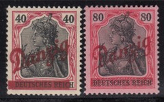 Danzig 1920 Mi.Nr. 38+40 Single Stamp Unused With Hinges