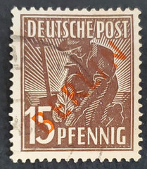 Germany, nice Red Berlin overprint on 15 pfg brown