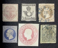 GERMANY – HANNOVER 6 pc. LOT — 1850s 1860s classic Imperf & Stationery Postmarks