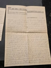 WW2 Third Reich Era German Document Paper Letters Receipts Lot Burg Hotel 1930s