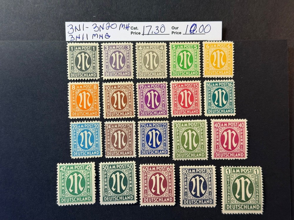 Germany # 3N1 – 3N20 MH (3N11 MNG) 2024 Scott Catalogue Value $ 17.30