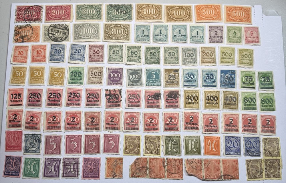 Lot of 100+ Germany 1922-23 Hyperinflation Millionen Milliarden Dienstmarke