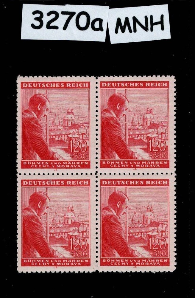 MNH Stamp block B19 Adolf Hitler 1943 Birthday WWII Germany occupation #3270a