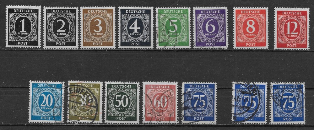 1946 GERMANY Joint Allied Occupation Zone Lot of 15 Used/Mint, SC #530||553
