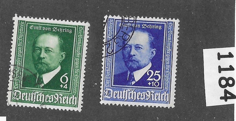 Used stamp set B186-187 Third Reich Germany 1940 Von Behring Scientist #1184