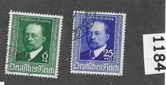 Used stamp set B186-187 Third Reich Germany 1940 Von Behring Scientist #1184