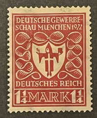Travelstamps: Germany Stamp Sc 212/ Mi 199 Sg 118 – Arms of Munich – 1 1/4m MOGH