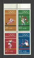 WEST GERMANY, # B/490e,(485-8), Booklet Pane, MNH, SUMMER OLYMPICS, MUNICH, 1972
