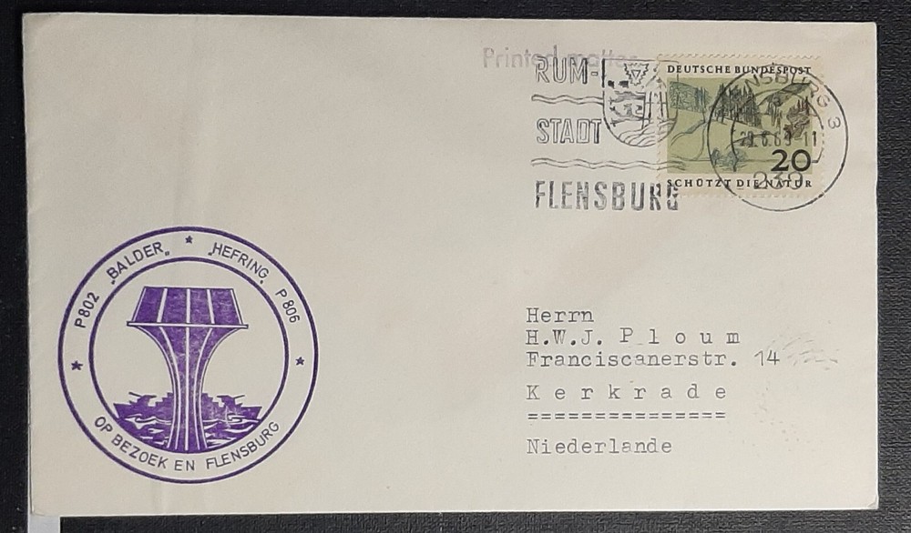 (GER-218) GERMANY 1969 FDC Flensburg-Mürwik Water Tower with stamp SG 1490