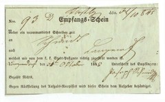 1845 German States – Austria post office receipt
