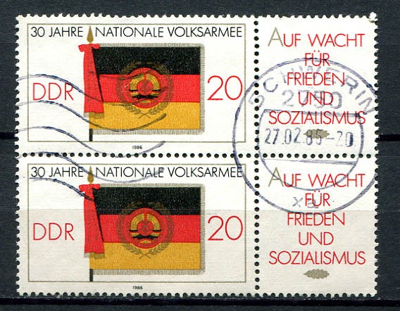 Germany – DDR : People’s army Se-Tenant pair from 1986 – used