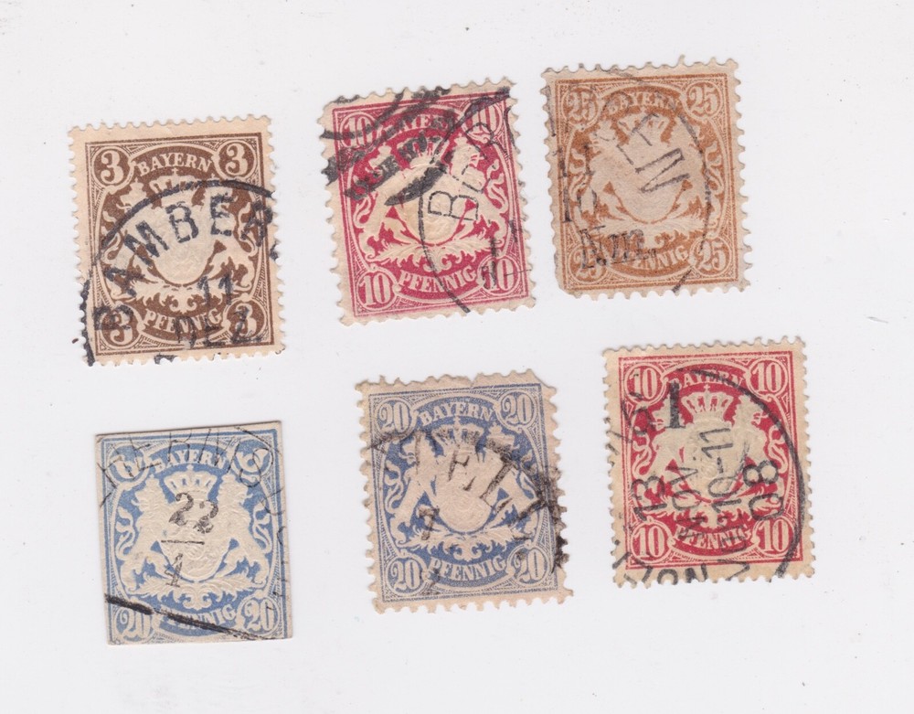 GERMANY stamps – Early Bavaria – 6 Numeral/Coat of Arms ** Used **