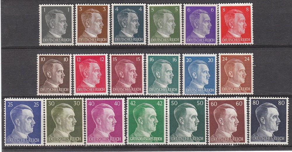 AUTHENTIC Stamp Germany Sc 506-23 1941 WWII 3rd Reich Hitler Hitler Set MNH