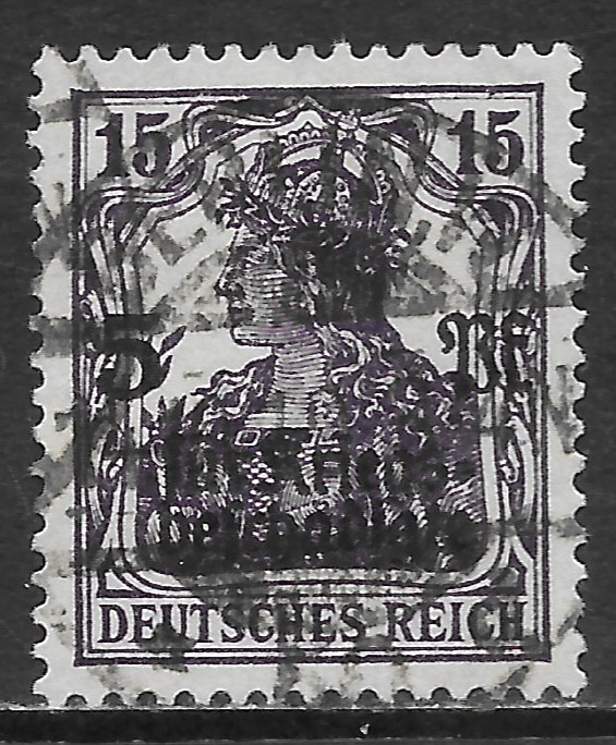 GERMANY SCOTT B2 USED VF – 1919 15pf + 5pf VIOLET SEMI-POSTAL ISSUE