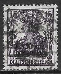 GERMANY SCOTT B2 USED VF – 1919 15pf + 5pf VIOLET SEMI-POSTAL ISSUE