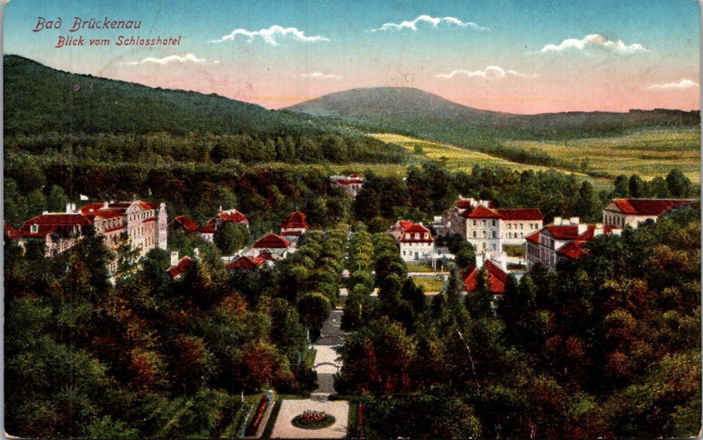 GERMANY 1916 BAYERN POSTAL HISTORY PICT POSTCARD BAD BRUCKENAU ADDR FRANKFURT