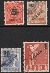 GERMANY-BERLIN 1949 SC. #9N64-7 5 PF TO 1 M SURCHARGED USED SET CAT $26.70