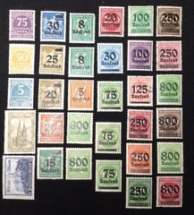 Germany – 1923 Various Issues 32 Pc Stamp Lot, Wmk, Used & Mint MH, Overprints