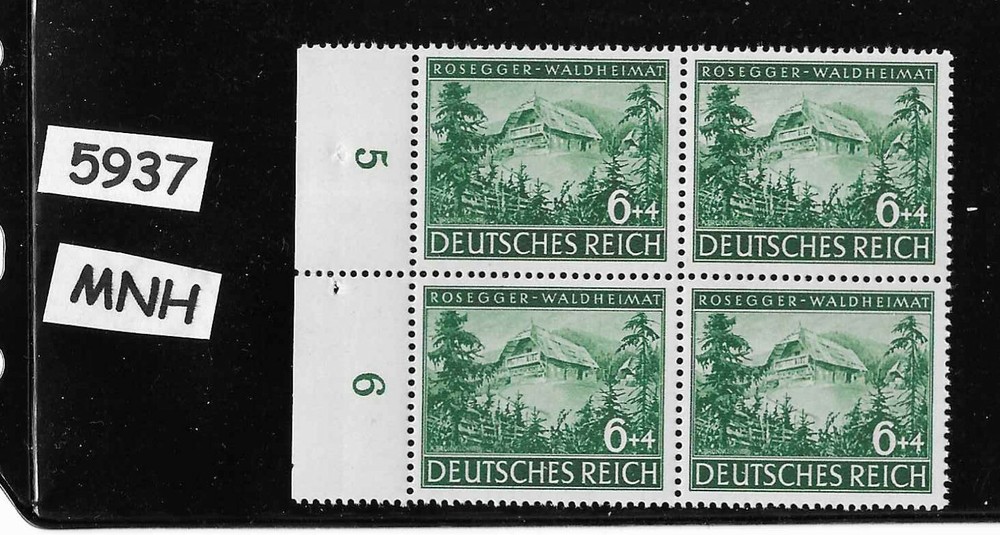 MNH stamp BLOCK PF06 + 04 / Peter Rosegger (Poet) / 1943 Third Reich / Germany