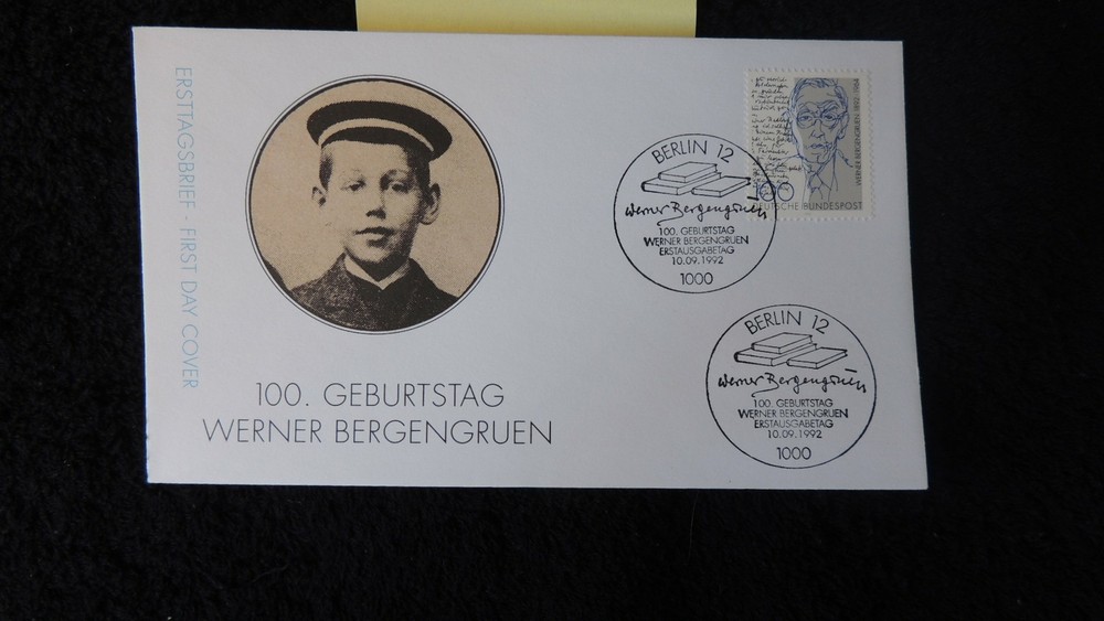 Germany 1992 FDC werner bergengruen author bunk literature berlin PM GU