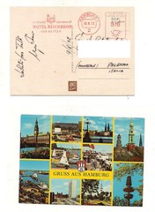 1450 GERMANY 1972 cancellation HOTEL REICHSHOP HAMBURG card