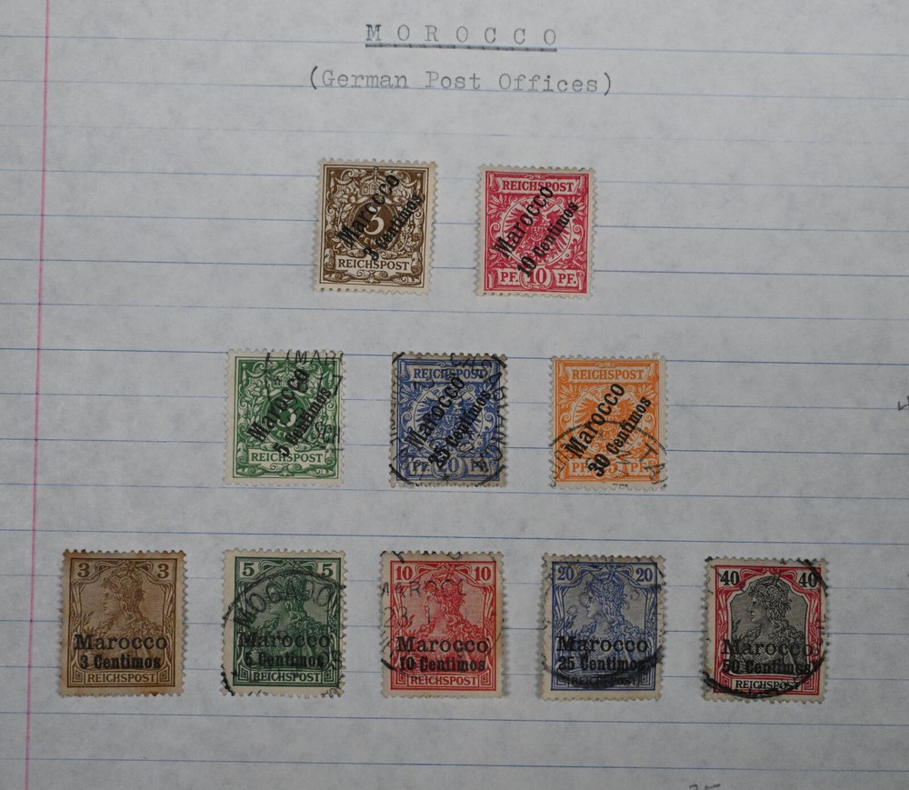 Morocco German Post Early Stamp Lot 10 Diff Germany Colony Stamps Cat $84