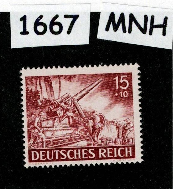 MNH Stamp B224 WWII 1943 Germany Third Reich Military Wehrmacht Artillery #1667