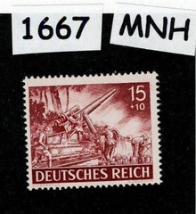 MNH Stamp B224 WWII 1943 Germany Third Reich Military Wehrmacht Artillery #1667