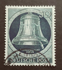 1951 BELLS CLOCKS 30PF VF USED GERMANY DEUTSCHLAND