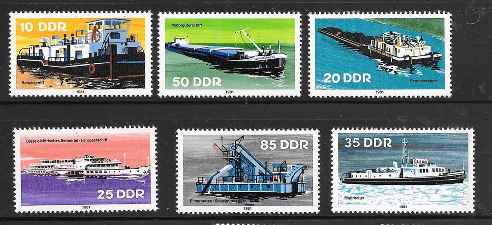 EAST GERMANY DDR SC#2221-6 1981 BOATS SHIPS MNH XF OLD COMMEMORATIVE STAMP SET