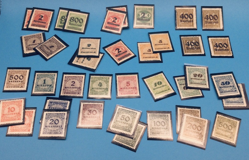Germany / Weimar Deutsches Reich Hyperinflation OVP Surcharged Stamp Lot 1923 MH