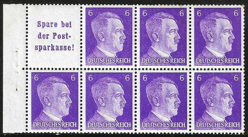 GERMANY 1941 „Hitler“ Booklet Pane Michel H-Blatt-#120, Sct #510a Mint/NH SUPERB