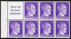 GERMANY 1941 „Hitler“ Booklet Pane Michel H-Blatt-#120, Sct #510a Mint/NH SUPERB