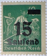 Travelstamps; 1923 Germany OP Stamp #279 -15 Tausend on 40m Farming Mint MNH OG