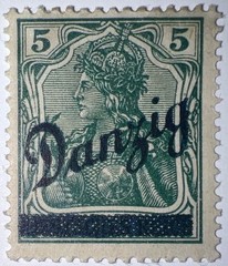 Travelstamps: Germany Danzig Overprint Stamp – 5pf Mi 21 – Mint Og Hinged Wmk