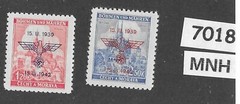 #7018 MNH set Sc 60-61 Overprint 1939-1942 Anniversary WWII Occupation of BaM