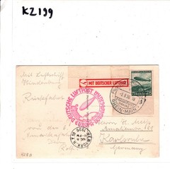 ZEPPELIN HINDENBURG Card 1936 Air Mail CORNER MARGINALS New York Karlsruhe KZ199