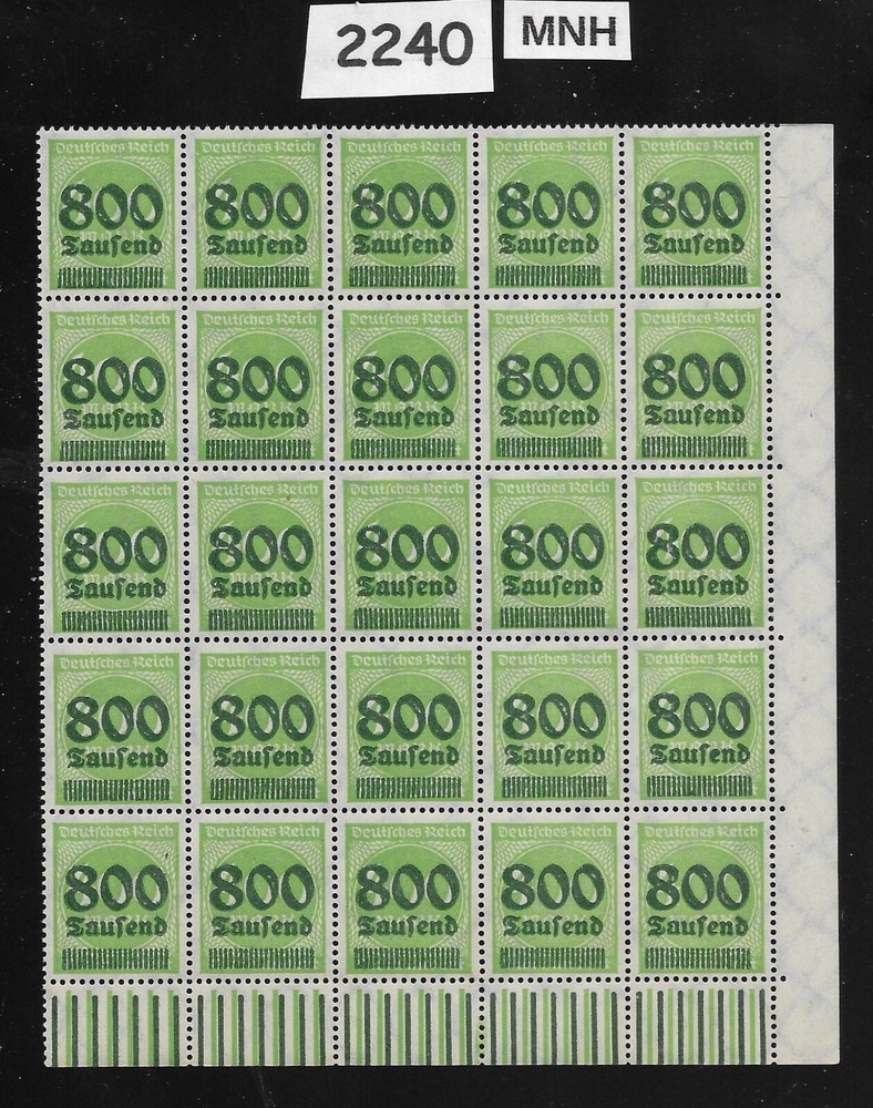 MNH stamp block Overprint 800K over 400Mk Scott #266 German Republic 1923 #2240